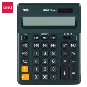deli EM888F Dual-memory Calculator, Plastic-12 digits, Green