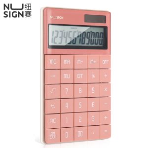 deli ENS041 Calculator, 165.3×103.2×14.7mm, 12 digits, Light Red