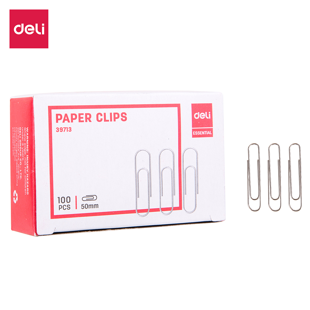 deli E39713-Paper Clip 50MM(SILVER) ((1x100)