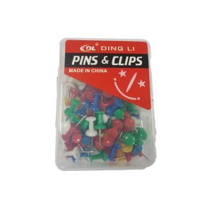 Deluxe PP100 Standard Plastic Push Pin with Steel Point Assorted 100pins Packet