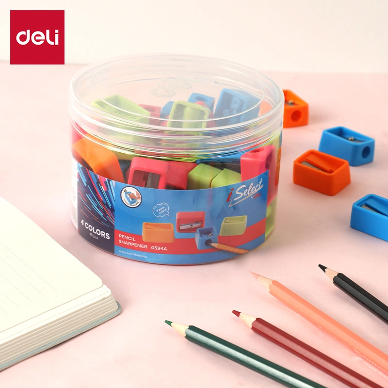 deli E0594A Economical Pencil Sharpener, 1-hole φ6.9-8mm, Blue, Yellow, Pink, Orange - Style 1