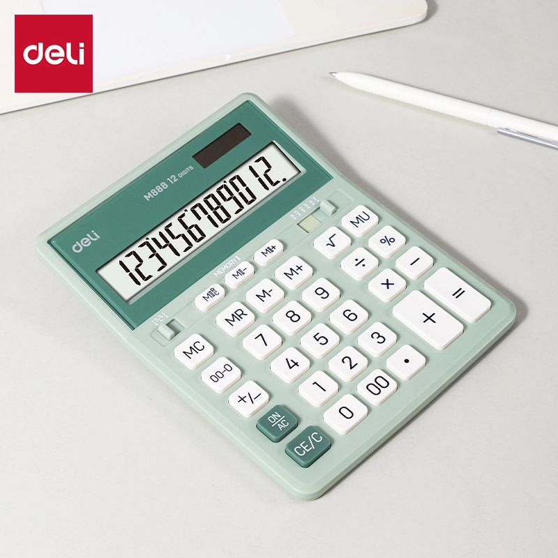 deli EM888A Dual Memory Calculator, Green