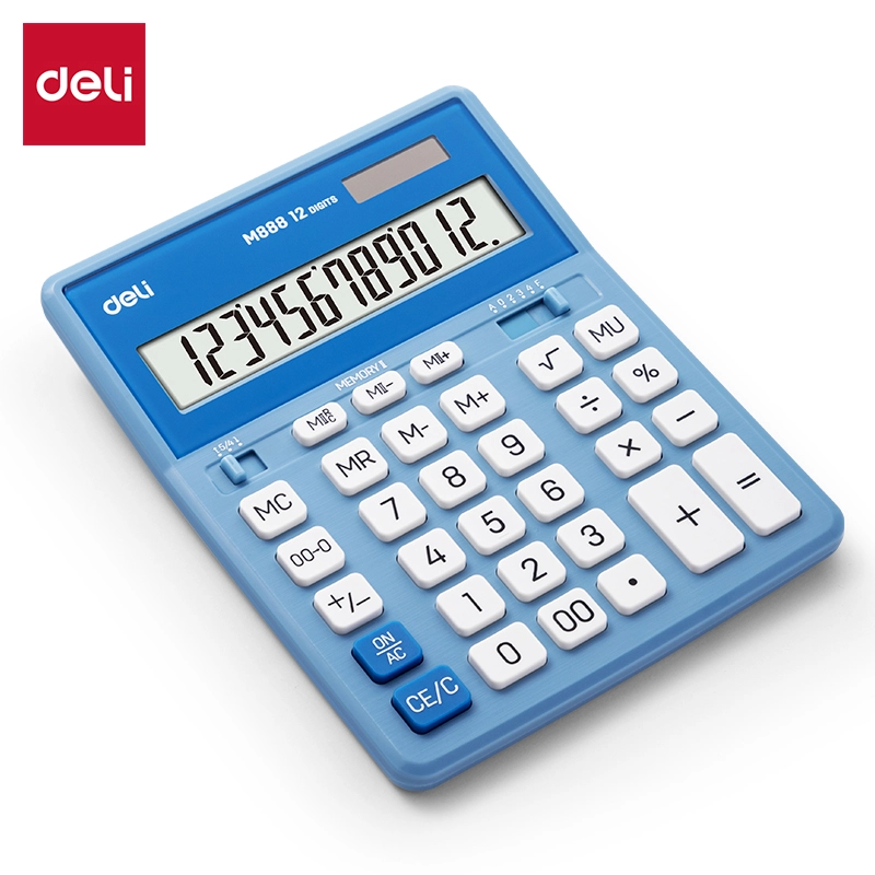 deli EM888A Dual Memory Calculator, Blue - Image 2