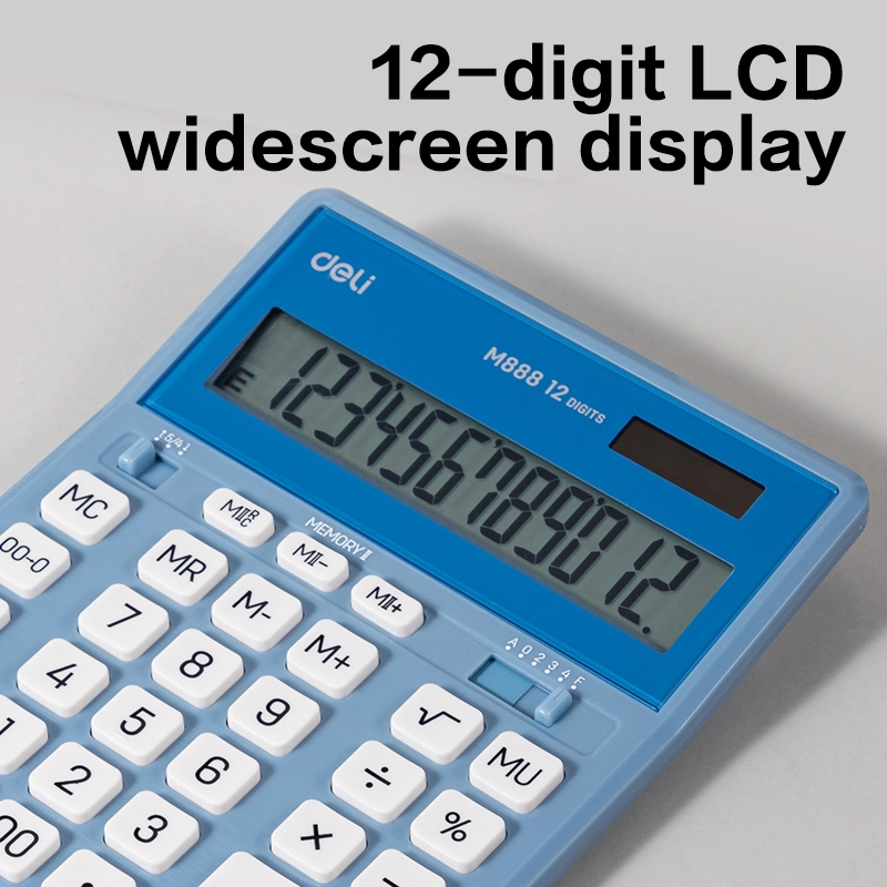 deli EM888A Dual Memory Calculator, Blue - Image 6