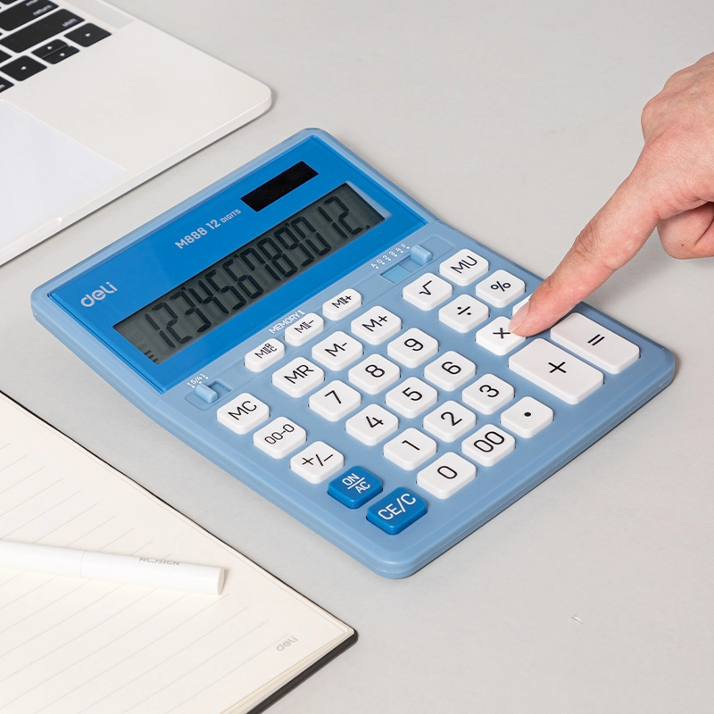 deli EM888A Dual Memory Calculator, Blue - Image 5