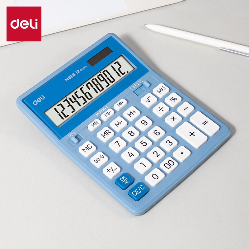 deli EM888A Dual Memory Calculator, Blue