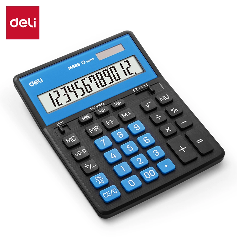 deli EM888A Dual Memory Calculator, Black Blue - Image 2