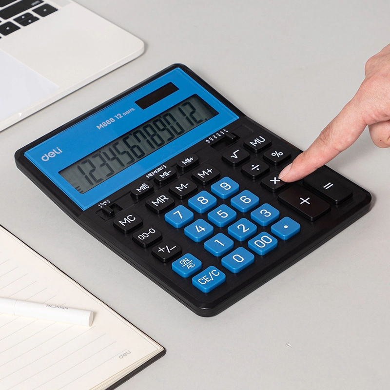 deli EM888A Dual Memory Calculator, Black Blue - Image 5