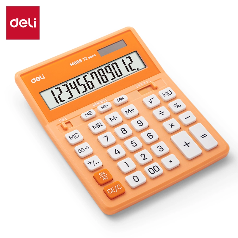 deli EM888A Dual Memory Calculator, Orange - Image 2