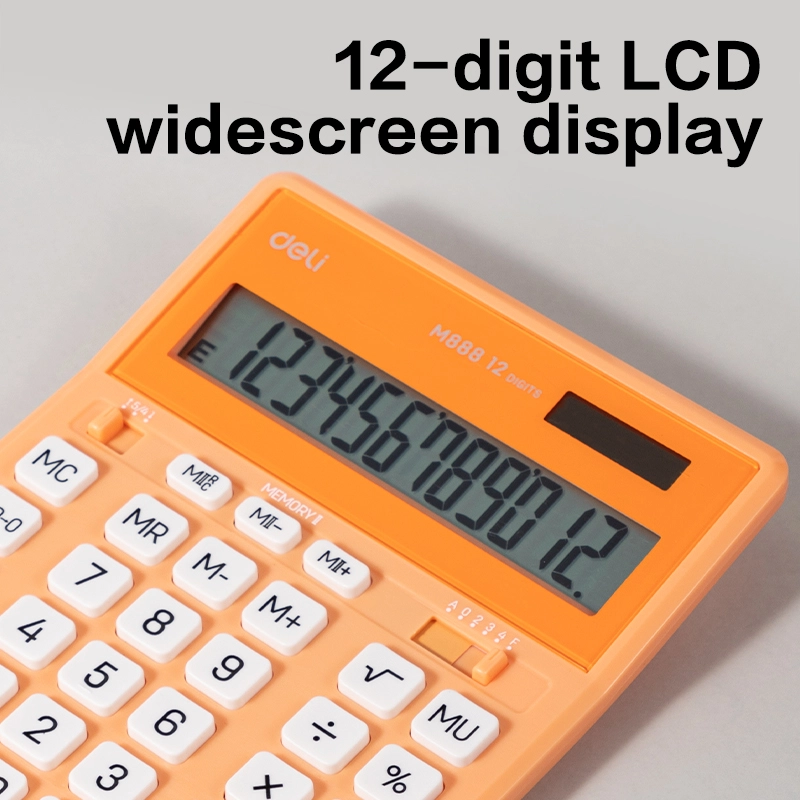 deli EM888A Dual Memory Calculator, Orange - Image 5