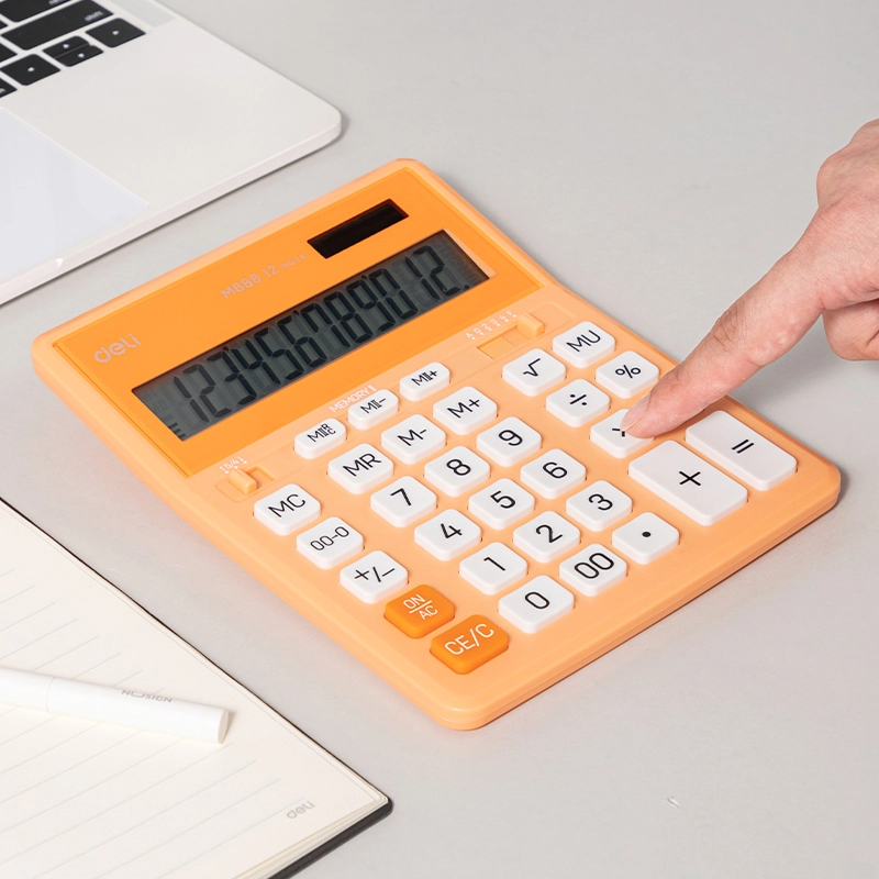 deli EM888A Dual Memory Calculator, Orange - Image 6