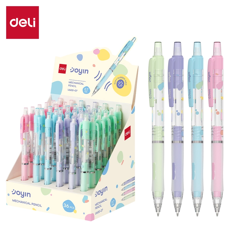 deli EU600-07 Mechanical Pencil, Blue, Green, Purple, Pink - Image 2