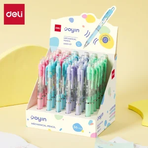 deli EU600-07 Mechanical Pencil, Blue, Green, Purple, Pink