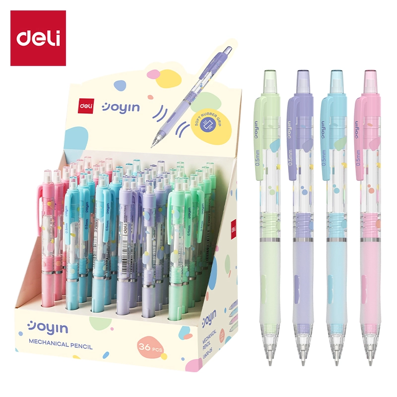 deli EU600-05 Mechanical Pencil, Blue, Green, Purple, Pink - Image 2