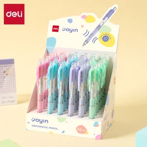 deli EU600-05 Mechanical Pencil, Blue, Green, Purple, Pink