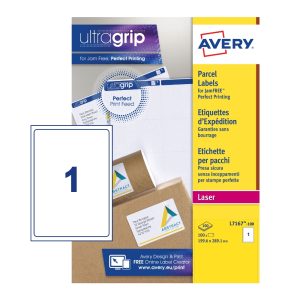 Avery Self Adhesive Parcel Shipping Labels L7167-100, 199.6x289.1mm, Block Out Technology, 1 Label per Sheet, 100 Sheets in a Pack