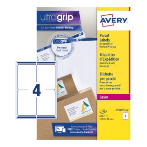 Avery Self Adhesive Parcel Shipping Labels L7169-100, 139 x 99.1 mm, Block Out Technology, 4 Labels per Sheet, 100 Sheets in a Pack
