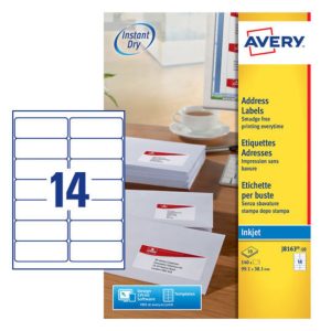 Avery J8163 - Quick Dry Address Labels, 99.1x38.1mm, 14 Labels per Sheet, 10 Sheets in a Pack