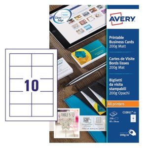 Avery Superior Business Cards C32011-10, 85 x 54 mm, Matt, 200gsm, 10 Cards per Sheet, 10 Sheets in a Pack