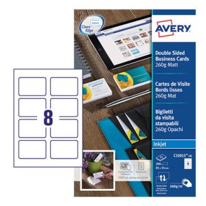 Avery Premium Business Cards C32015-10, 85 x 54 mm, Matt, 260gsm, 8 Cards per Sheet, 10 Sheets in a Pack