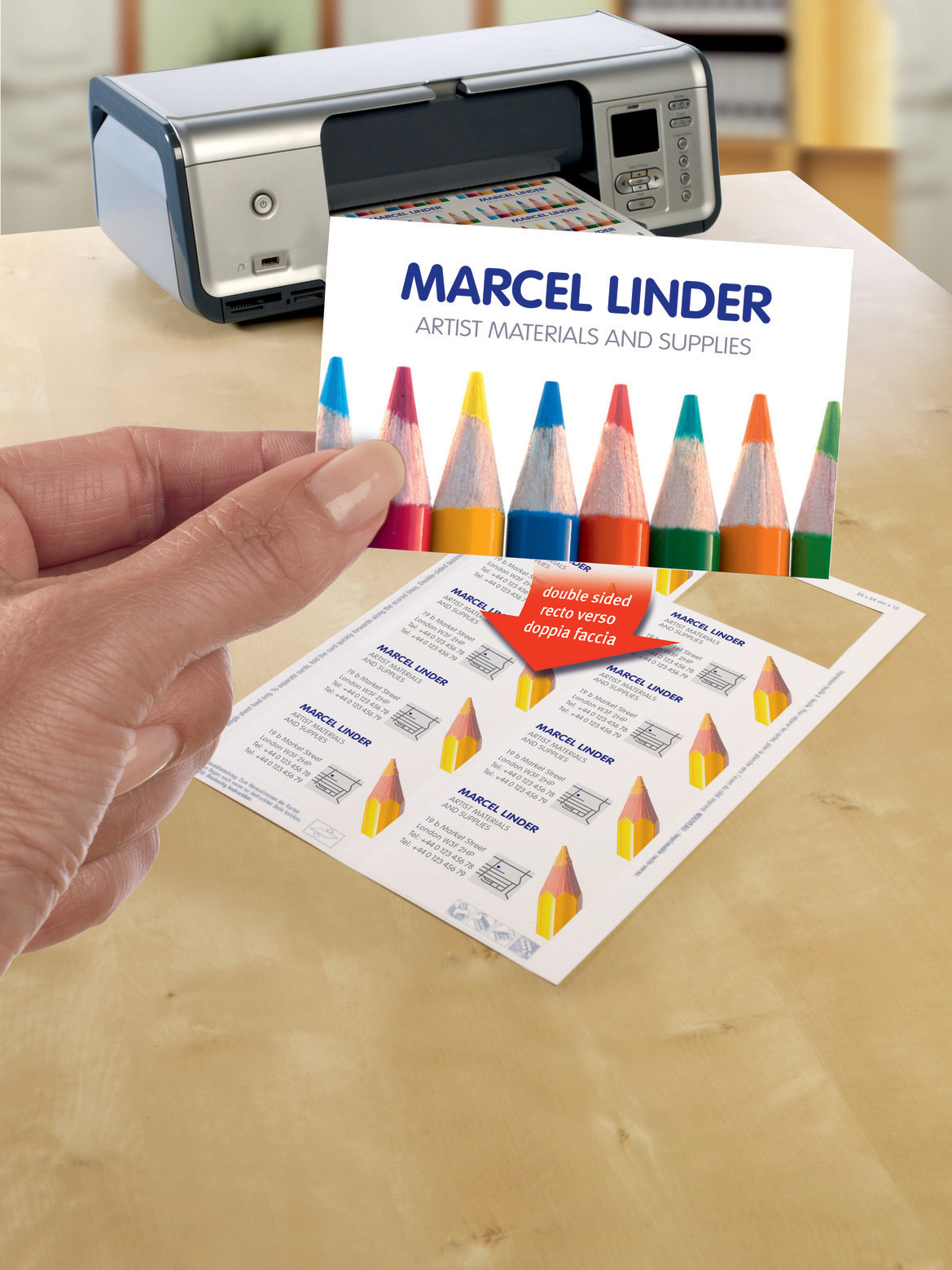 Avery Premium Business Cards C32026-25, 85 x 54 mm, Satin White, 270gsm, 10 Cards per Sheet, 25 Sheets in a Pack - Image 4