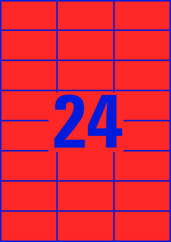 Avery Multipurpose Labels 3448, 70 x 37 mm, Red, 24 Labels per Sheet, 100 Sheets in a Pack, for All Printers - Image 2