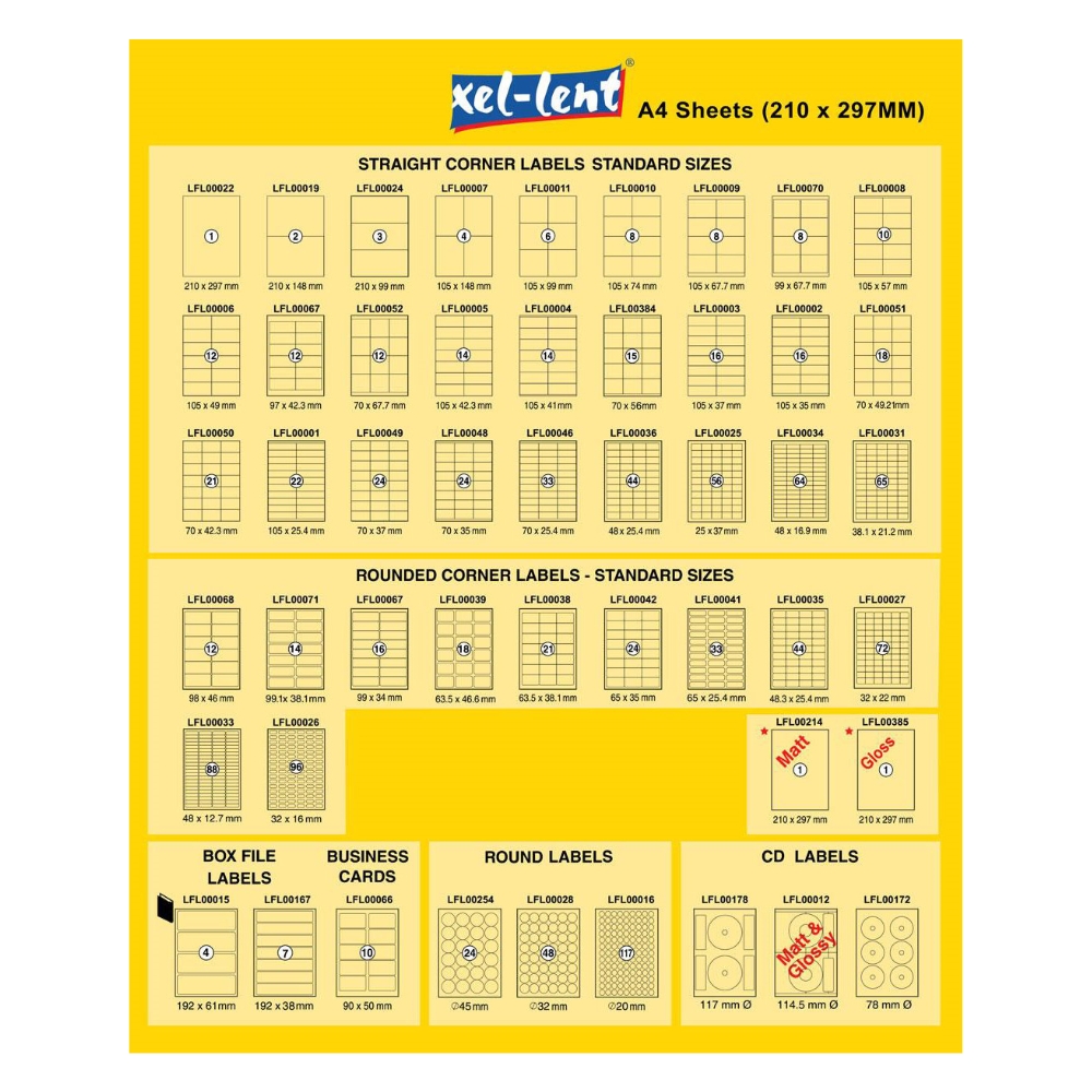xel-lent Label 105x25.4 22 Sheets per Pack