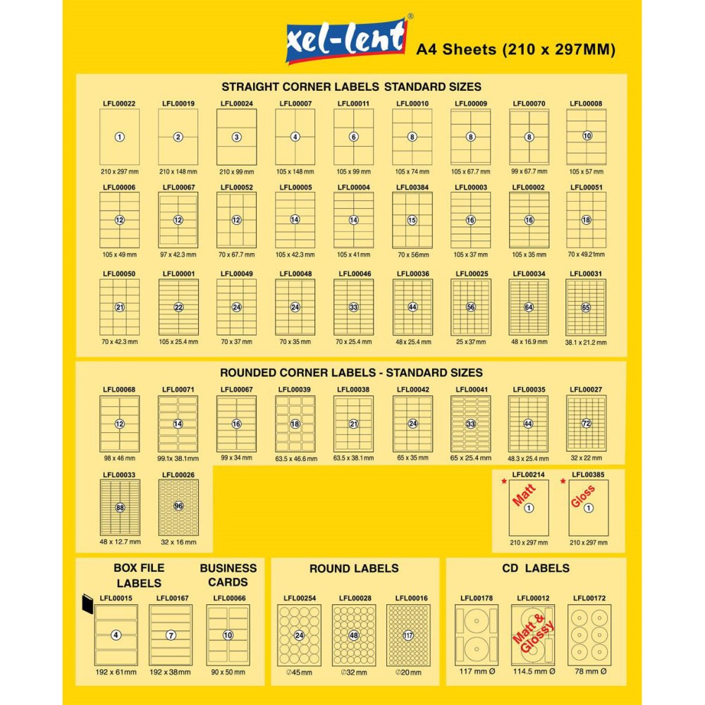 xel-lent Label 105x57 10 Labels in Sheets