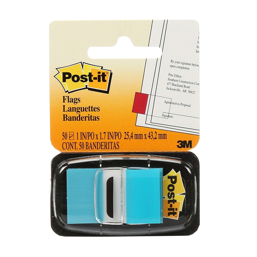 3M 680 23 Post-it Flags-Bright Blue 1"X1.7"