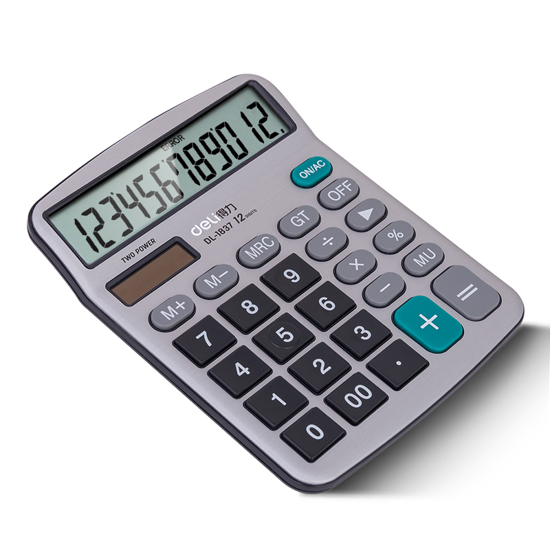 deli 1837 Desktop Calculator, Metal-12 digits, Silver - Image 2