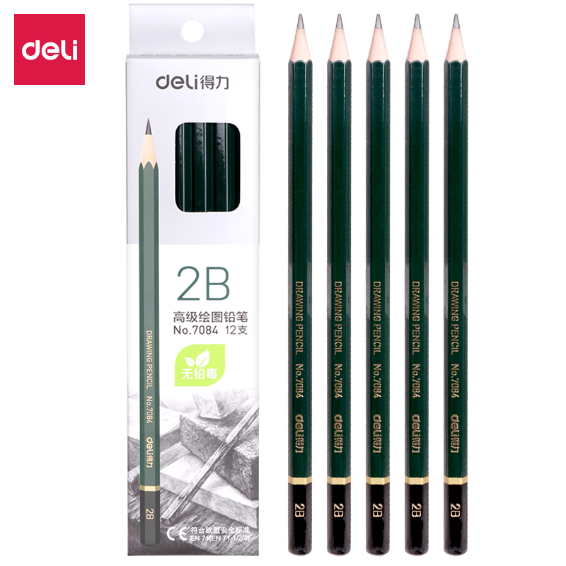 deli 7084 Sketching Pencil, 2B, Green - Image 2