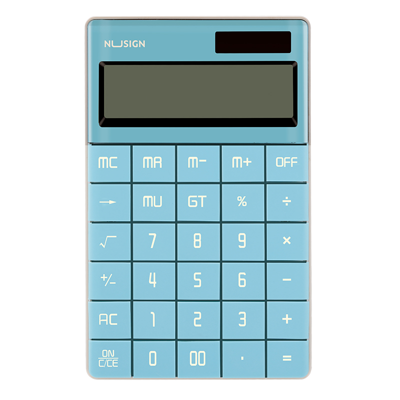 deli ENS041 Calculator, 165.3×103.2×14.7mm, 12 digits, Light Blue - Image 2