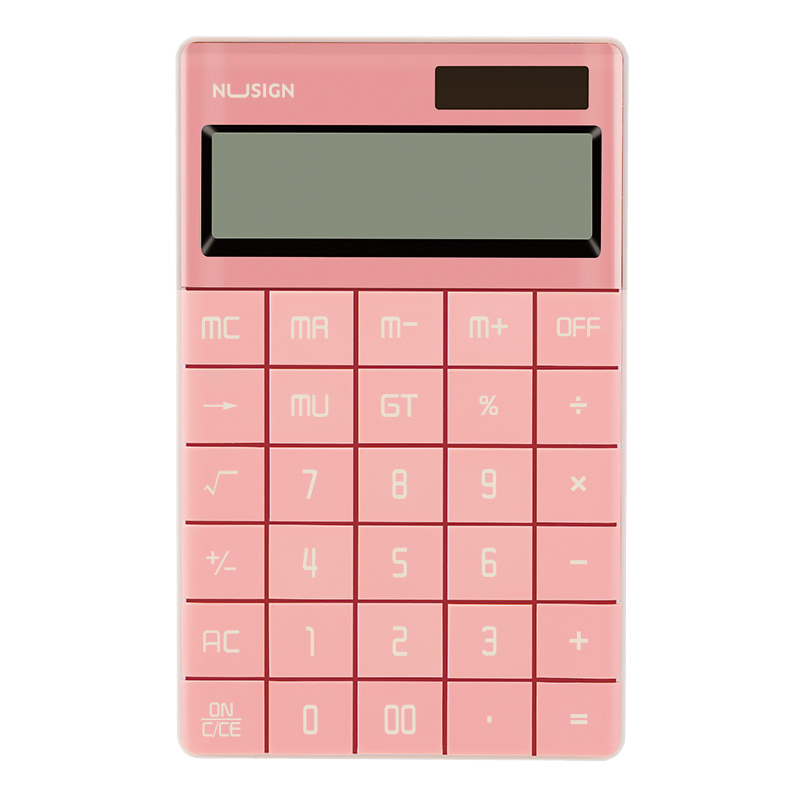 deli ENS041 Calculator, 165.3×103.2×14.7mm, 12 digits, Light Red - Image 2