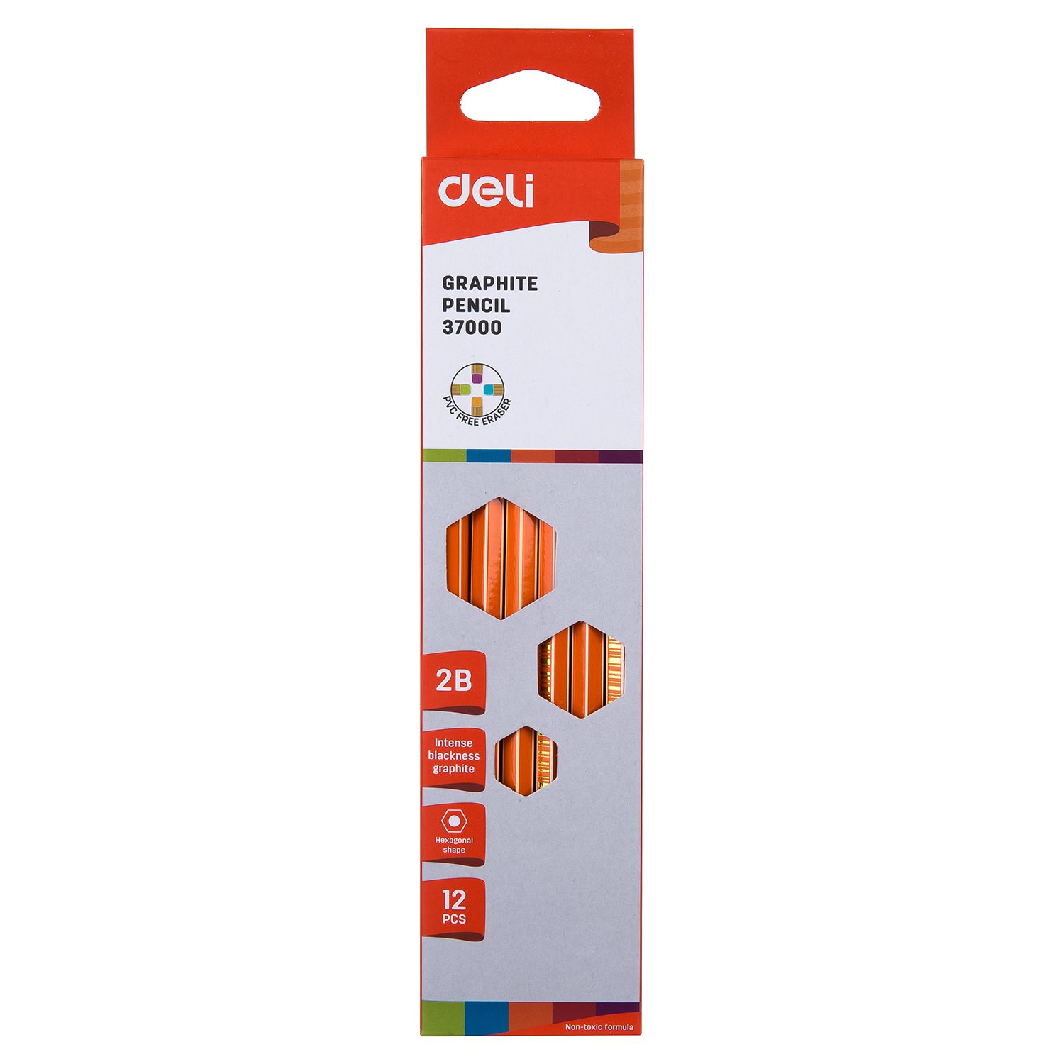deli E37000 Graphite Pencil, 2B, Assorted Colors - Image 2