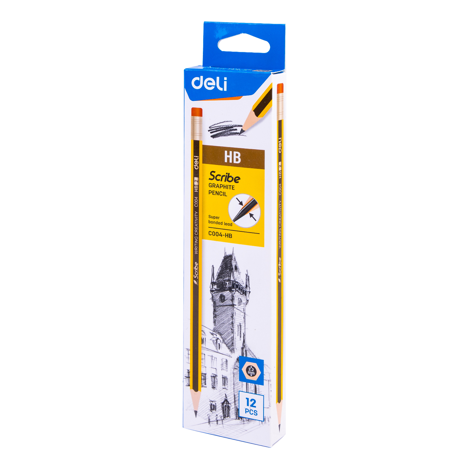 deli EC004-HB Graphite Pencil, HB, Yellow - Image 2