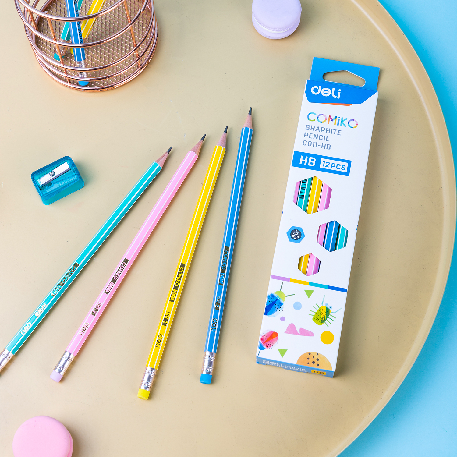 deli EC011-HB Graphite Pencil, HB, Assorted Colors - Image 2