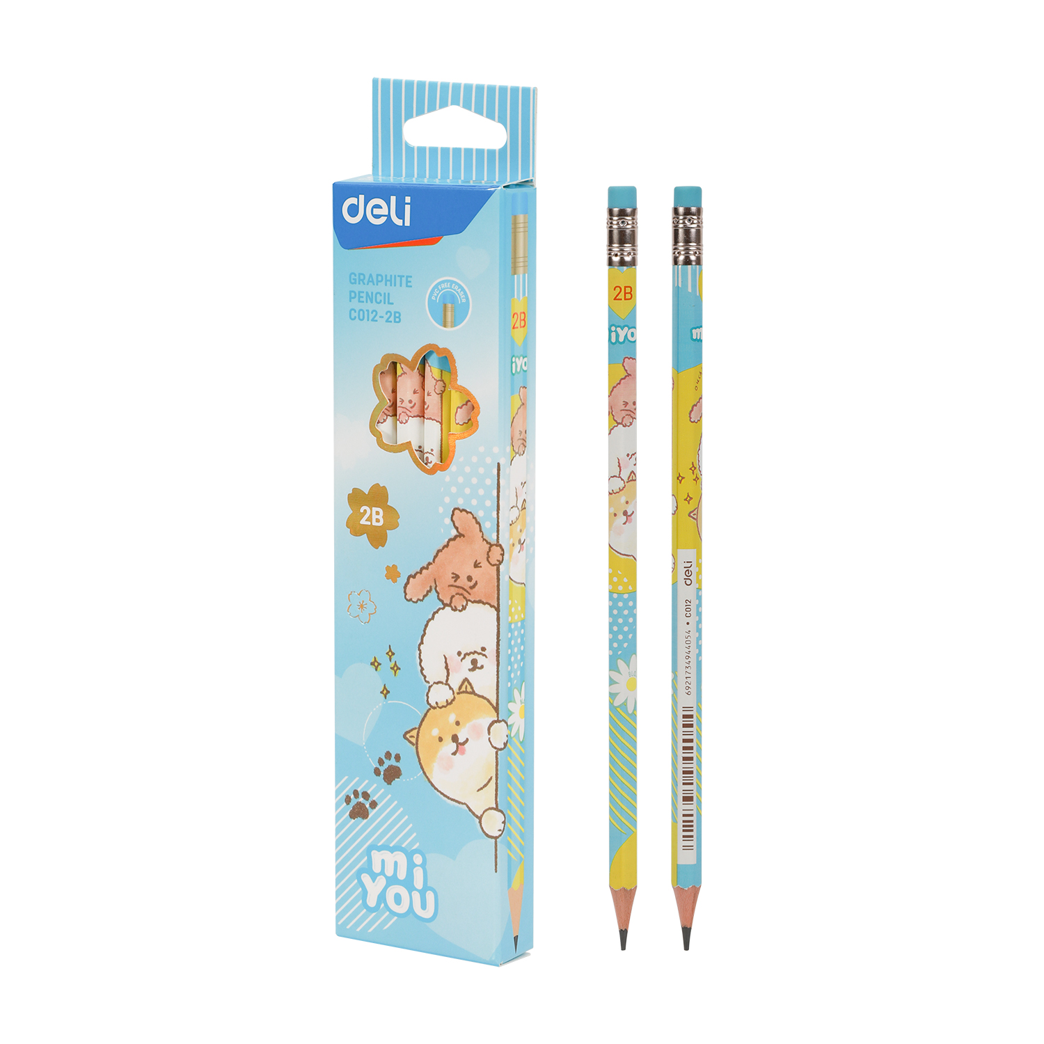 deli EC012-2B Graphite Pencil, 2B, Assorted Colors - Image 2