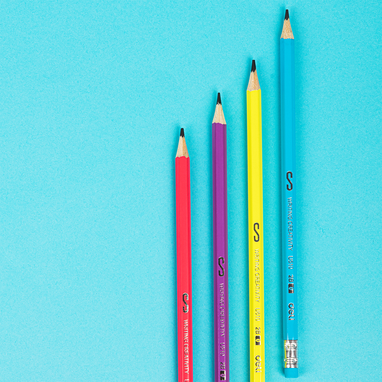 deli EU51006 Graphite Pencil, 2B, Assorted Colors - Image 2