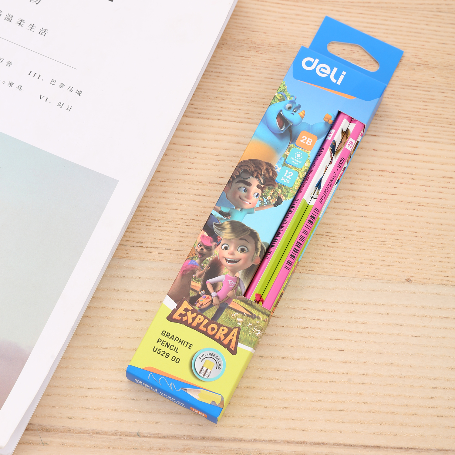 deli EU52900 Graphite Pencil, 2B, Assorted Colors - Image 2