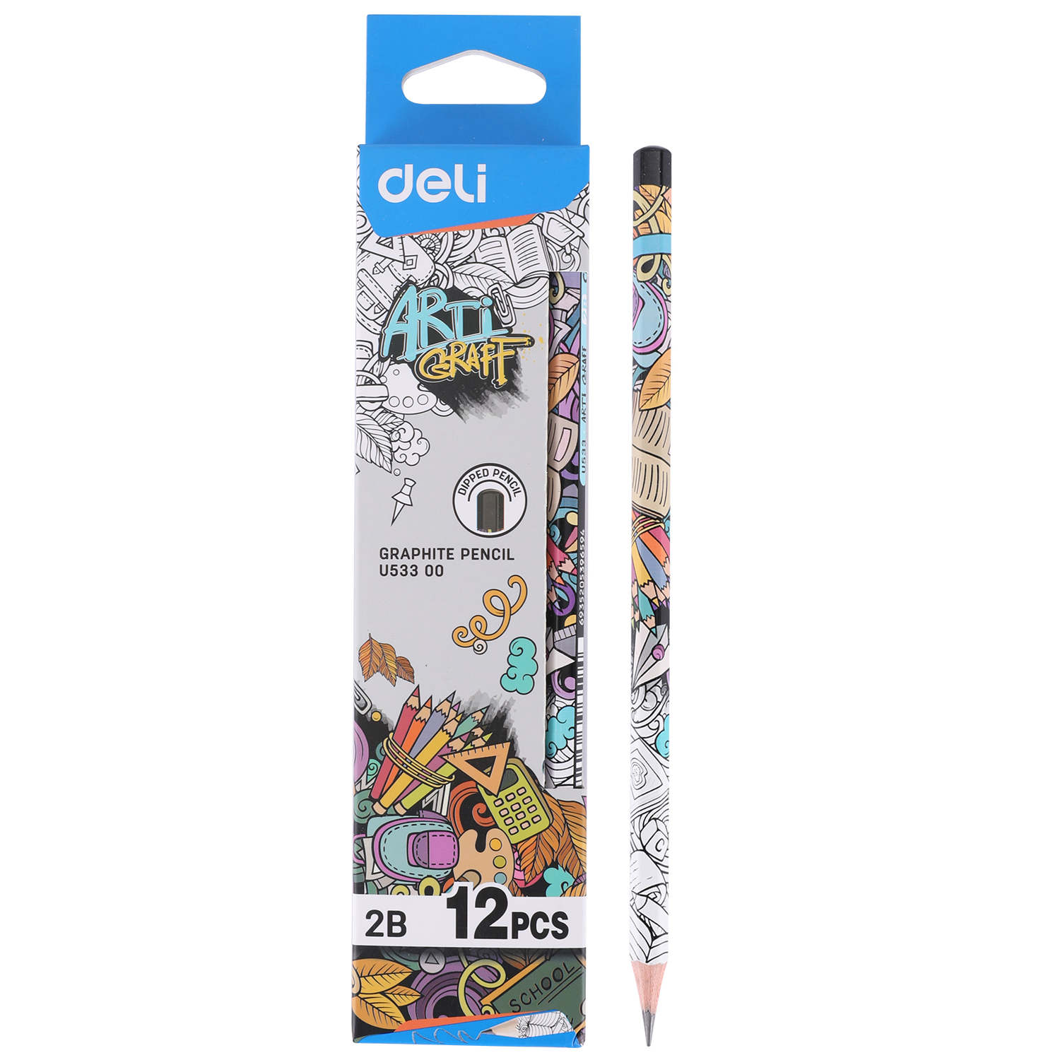 deli EU53300 Graphite Pencil, 2B, Assorted Colors - Image 2