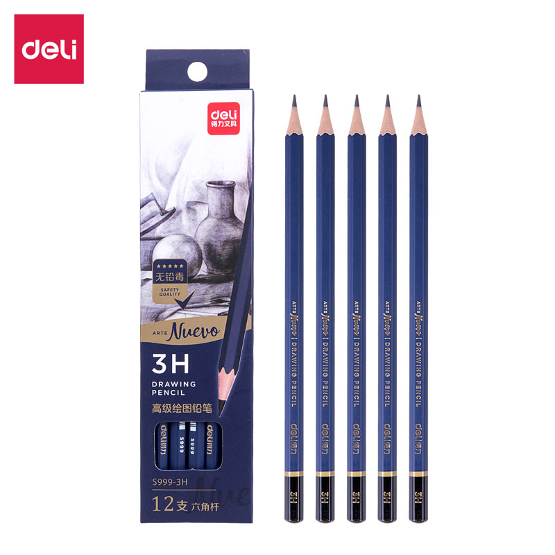 deli S999-3H Sketching Pencil, 3H, Blue - Image 2