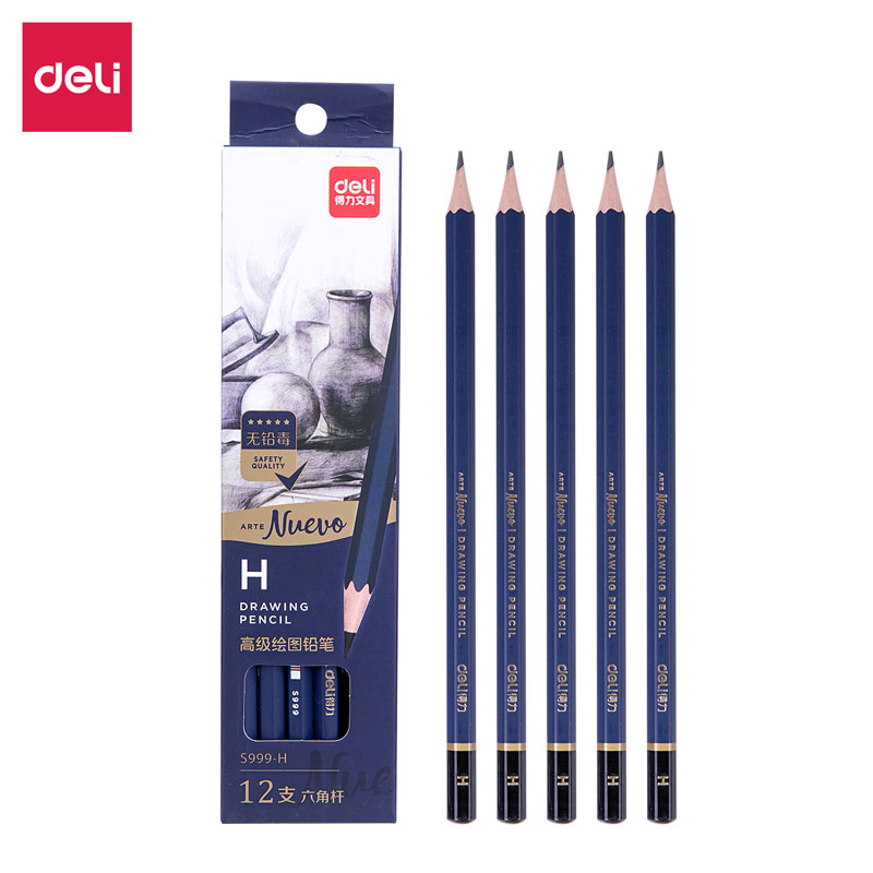 deli S999-H Sketching Pencil, H, Blue - Image 2