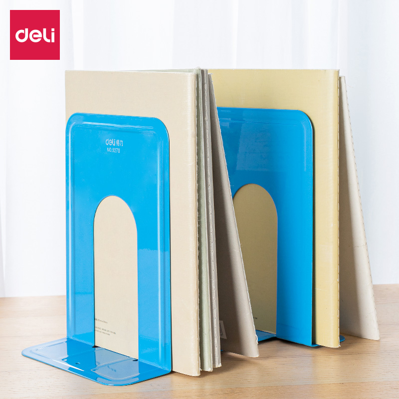 deli 9270 Office Book End, 2PCS/pair, Blue - Image 2