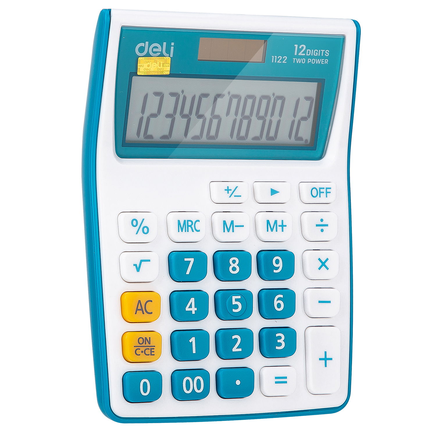deli E1122 Portable Calculator, Plastic-12 digits, Blue - Image 2