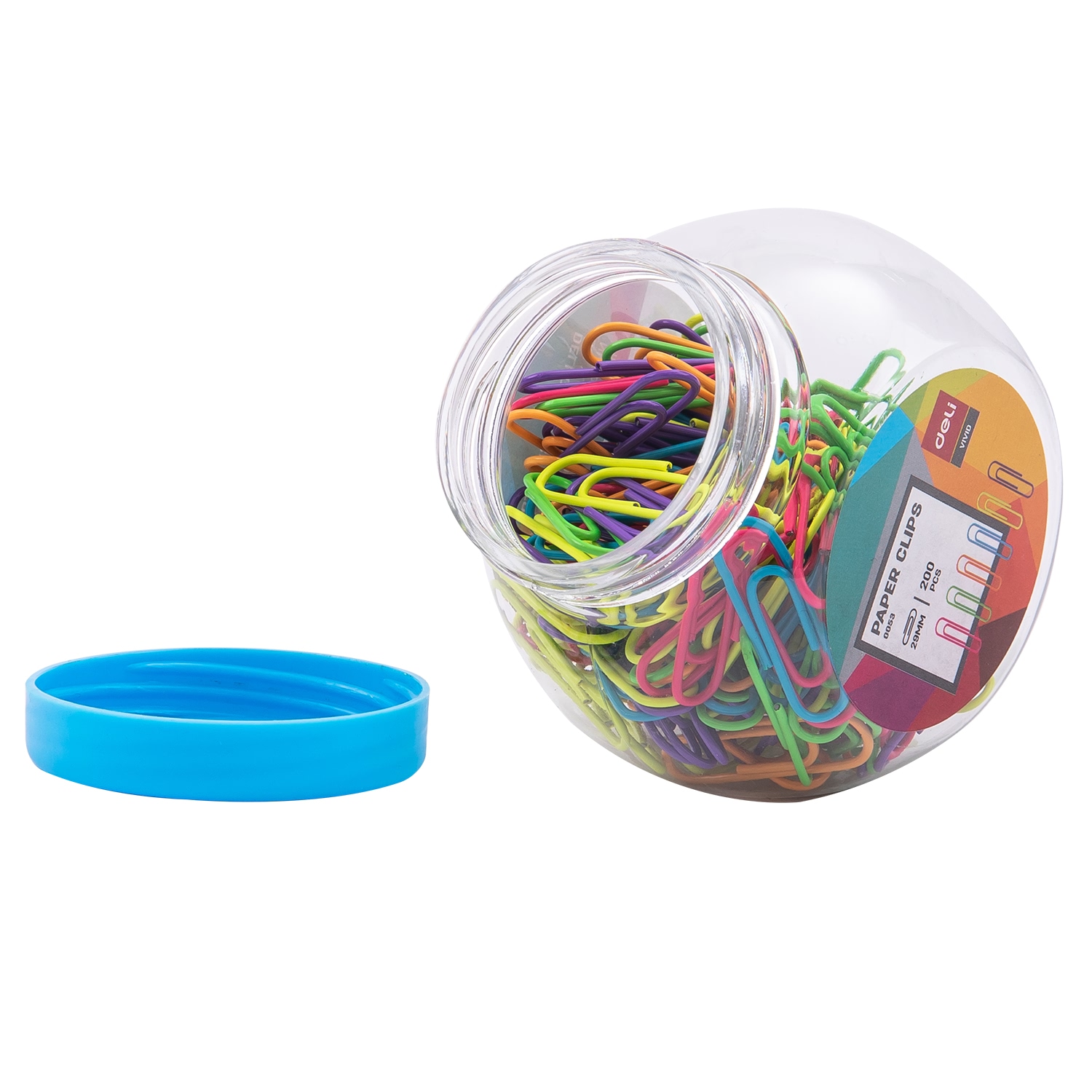 deli E0053 Paper Clips, #3, 29mm200PCS/tube, Assorted Colors - Image 2