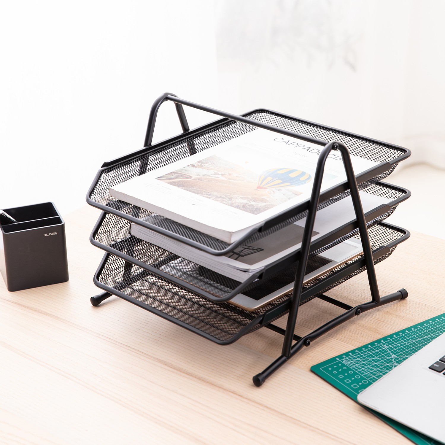 deli E9181 File Tray, 350×278×275mm, Black - Image 2