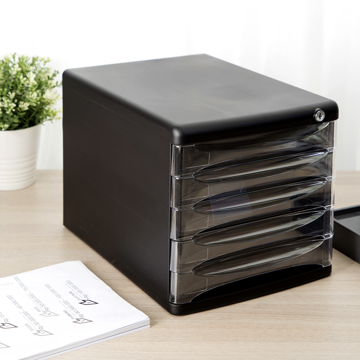 deli E9795 File Cabinet, 270×360×260mm, Black - Image 2