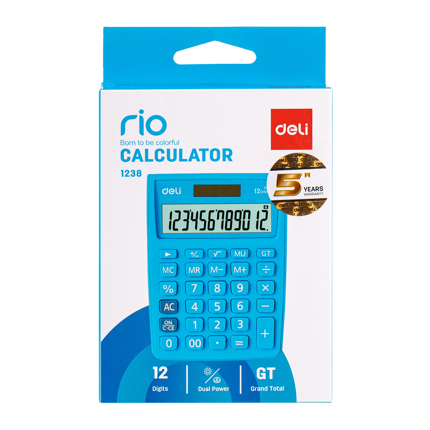 deli E1238 Desktop Calculator, Plastic-12 digits, Blue - Image 2
