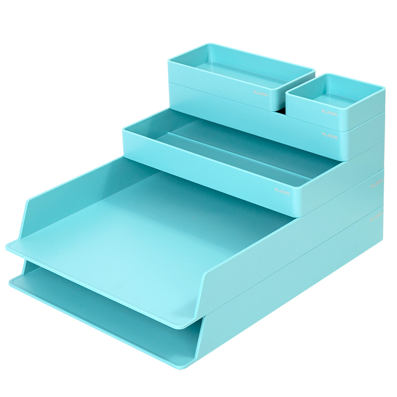 deli ENS001Desk Organizer, 324×239×45mm, Light Blue - Image 2