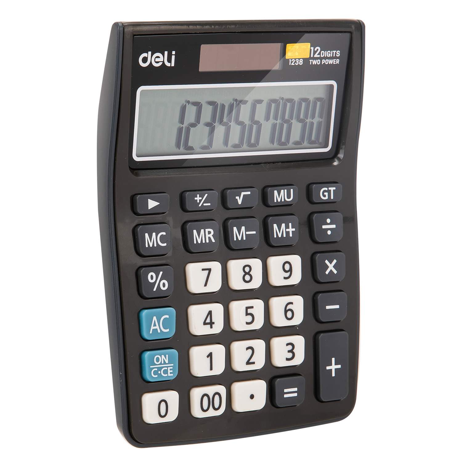 deli E1238 Desktop Calculator, Plastic-12 digits, Grey - Image 2